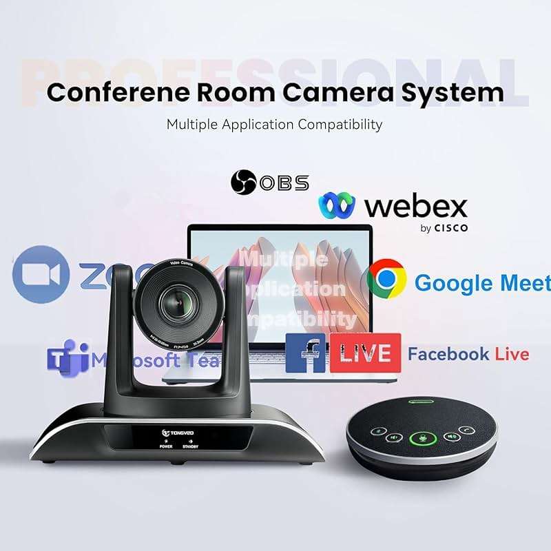 TONGVEO All-in-One Conference Room Video Camera System Al Auto-Tracking HD1080P 60fps 3X Optical Zoom USB3.0 HDMI PTZ Camera and Bluetooth Conference Speakerphone with Microphones - Image 6