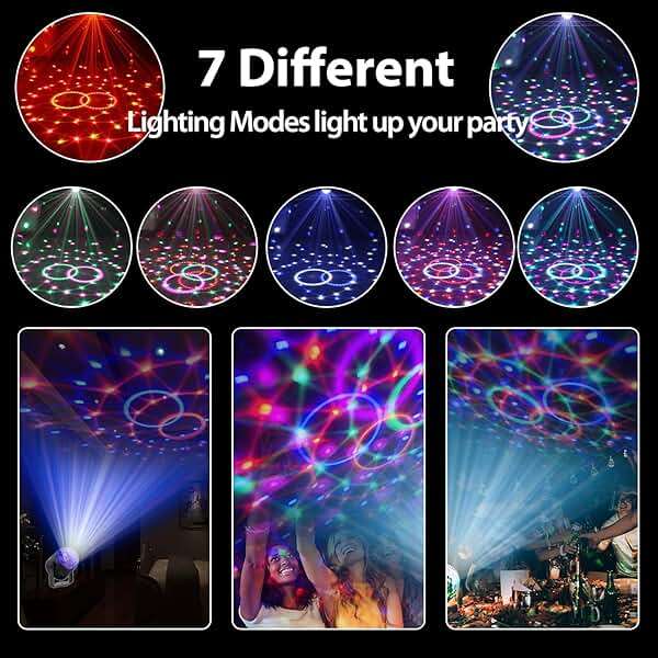 NEQUARE Disco Ball DJ Party Lights Sound Activated with Remote Control Strobe Lamp 7 Modes Stage Light for Home Room Dance Parties Karaoke Halloween Christmas Birthday Decorations[3-Pack] - Image 5