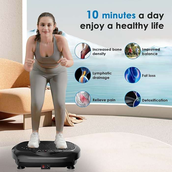 Natini Vibration Plate Exercise Machine - Power Vibrating Plate for Lymphatic Drainage,Whole Boday Workout Machine for Women Weight Loss Home Fitness,350LBS Capacity - Image 2