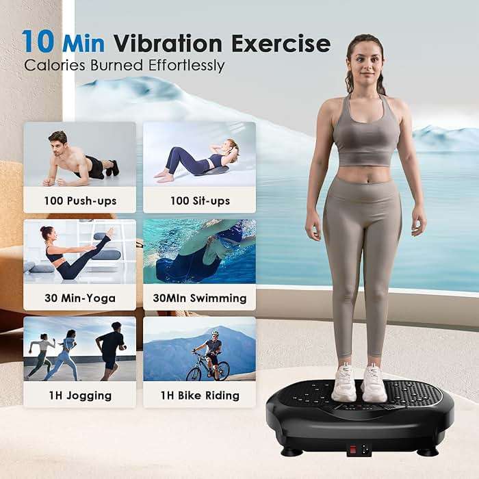 Natini Vibration Plate Exercise Machine - Power Vibrating Plate for Lymphatic Drainage,Whole Boday Workout Machine for Women Weight Loss Home Fitness,350LBS Capacity - Image 4