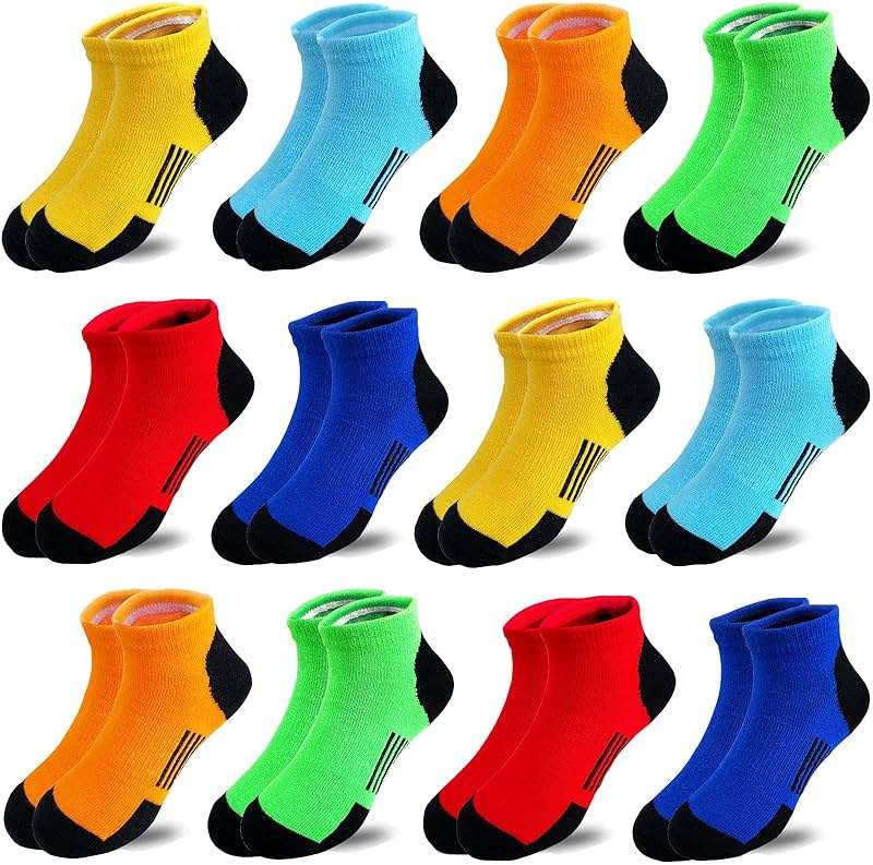 Tsmollyu 12 Pairs kids Half Cushion Low Cut socks, Socks for Boys Age 3-10,Cotton Ankle Athletic Sock for Little Big Kids - Image 1