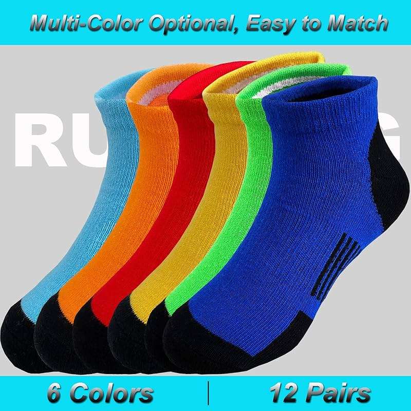 Tsmollyu 12 Pairs kids Half Cushion Low Cut socks, Socks for Boys Age 3-10,Cotton Ankle Athletic Sock for Little Big Kids - Image 5