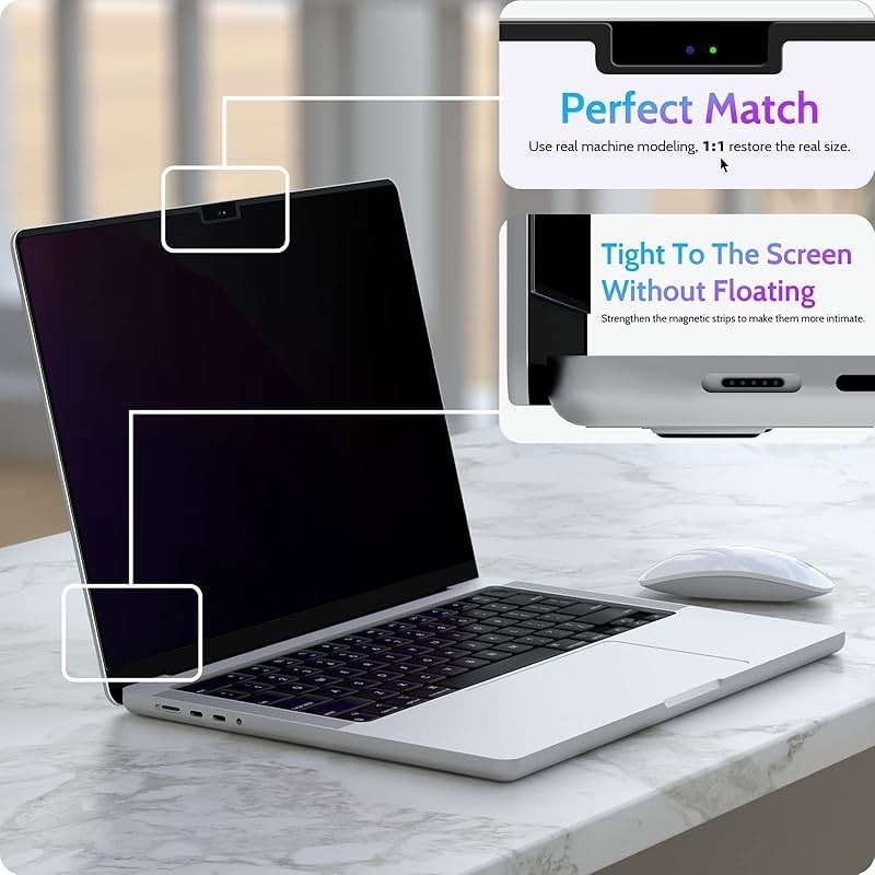 Peslv Magnetic Privacy Screen for Macbook Air 13.6/13 Inch (2022-2026, M2, M3, M4, M5), Removable Matte Anti Glare Blue Light Protector Private Security Filter for 13.6inch Mac Laptop Computer - Image 6