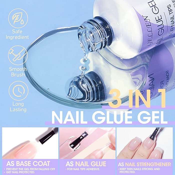 Gellen Gel Tips Nail Extension Kit, Gel Nail Kit with 240Pcs Almond Tips, 3 in 1 UV Glue for Nail Tips, Prep Dehydrator and Primer, U V LED Cure Lamp, Decorations for DIY Manicure Set - Image 5