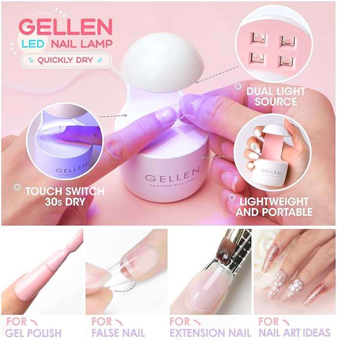 Gellen Gel Tips Nail Extension Kit, Gel Nail Kit with 240Pcs Almond Tips, 3 in 1 UV Glue for Nail Tips, Prep Dehydrator and Primer, U V LED Cure Lamp, Decorations for DIY Manicure Set - Image 6