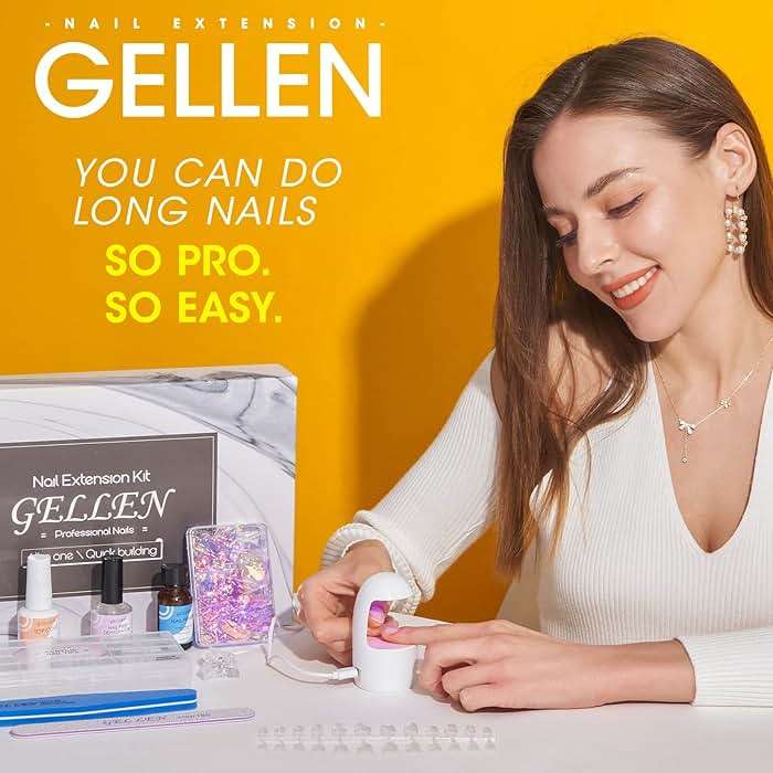Gellen Gel Tips Nail Extension Kit, Gel Nail Kit with 240Pcs Almond Tips, 3 in 1 UV Glue for Nail Tips, Prep Dehydrator and Primer, U V LED Cure Lamp, Decorations for DIY Manicure Set - Image 8