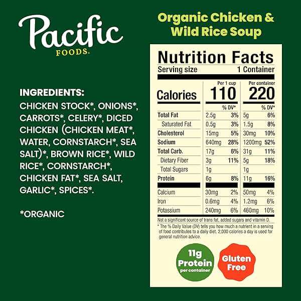 Pacific Foods Organic Chicken and Wild Rice Soup, 16.3 oz Can - Image 2