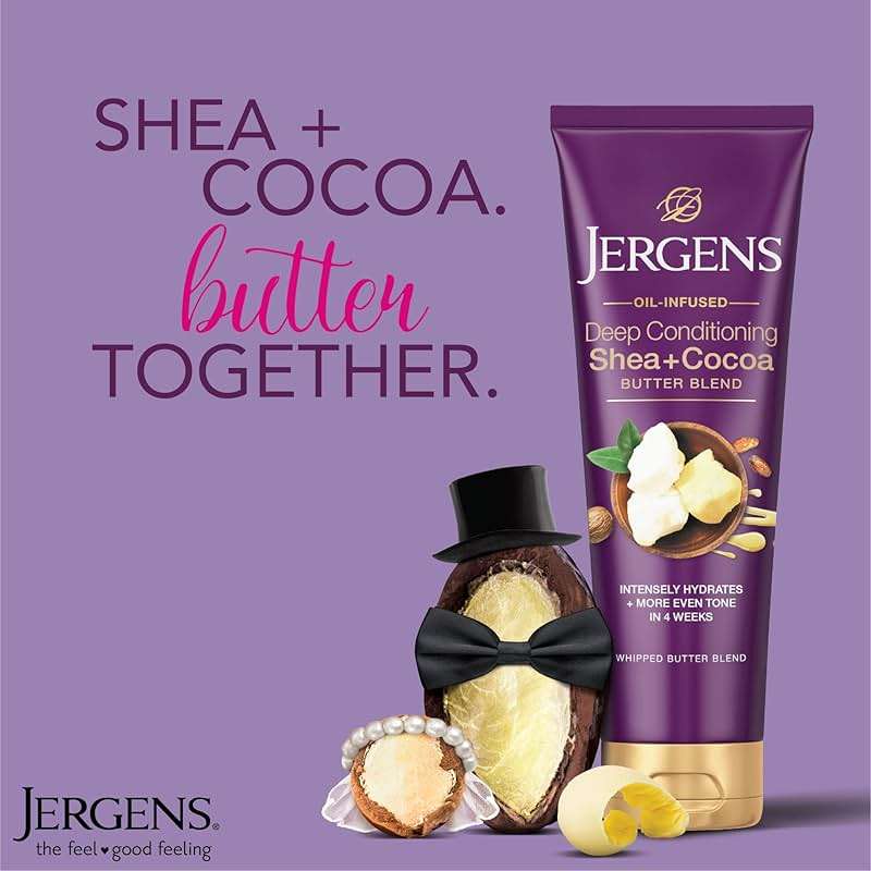 Jergens Shea and Cocoa Whipped Body Butter Lotion, Tone Enriching Hand And Body Lotion for Dry Skin, with Vitamins B3 & E, 8.5 Oz - Image 5