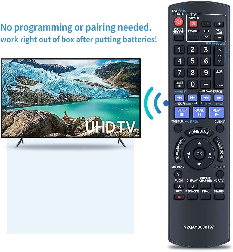 New N2QAYB000197 Replacement Remote Control Applicable for Panasonic DVD VCR Recorder DMR-EZ48 DMR-EZ48V DMR-EZ485V DMR-EZ485 DMR-EZ48VK DMR-EZ485VK - Image 4