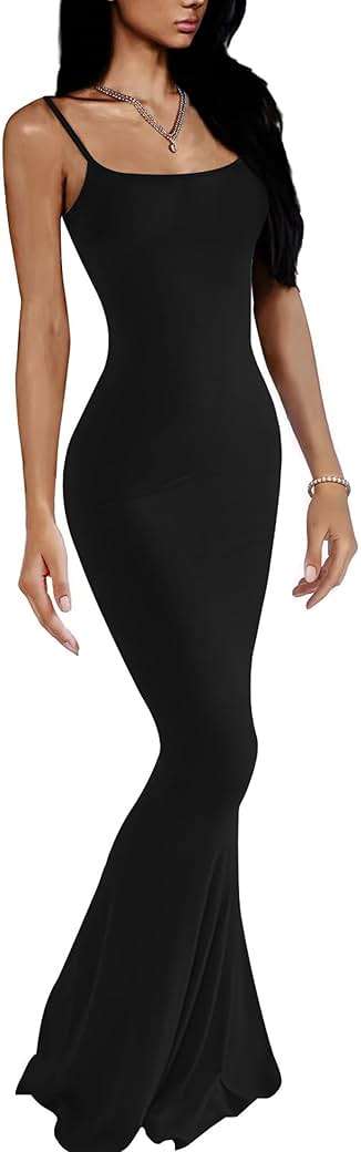 VIUTIL Women's Maxi Bodycon Dress Sexy Spaghetti Strap Sleeveless Tight Slip Long Dresses 2023 - Image 1