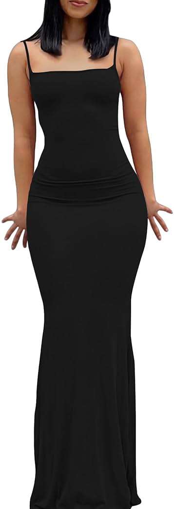 VIUTIL Women's Maxi Bodycon Dress Sexy Spaghetti Strap Sleeveless Tight Slip Long Dresses 2023 - Image 2