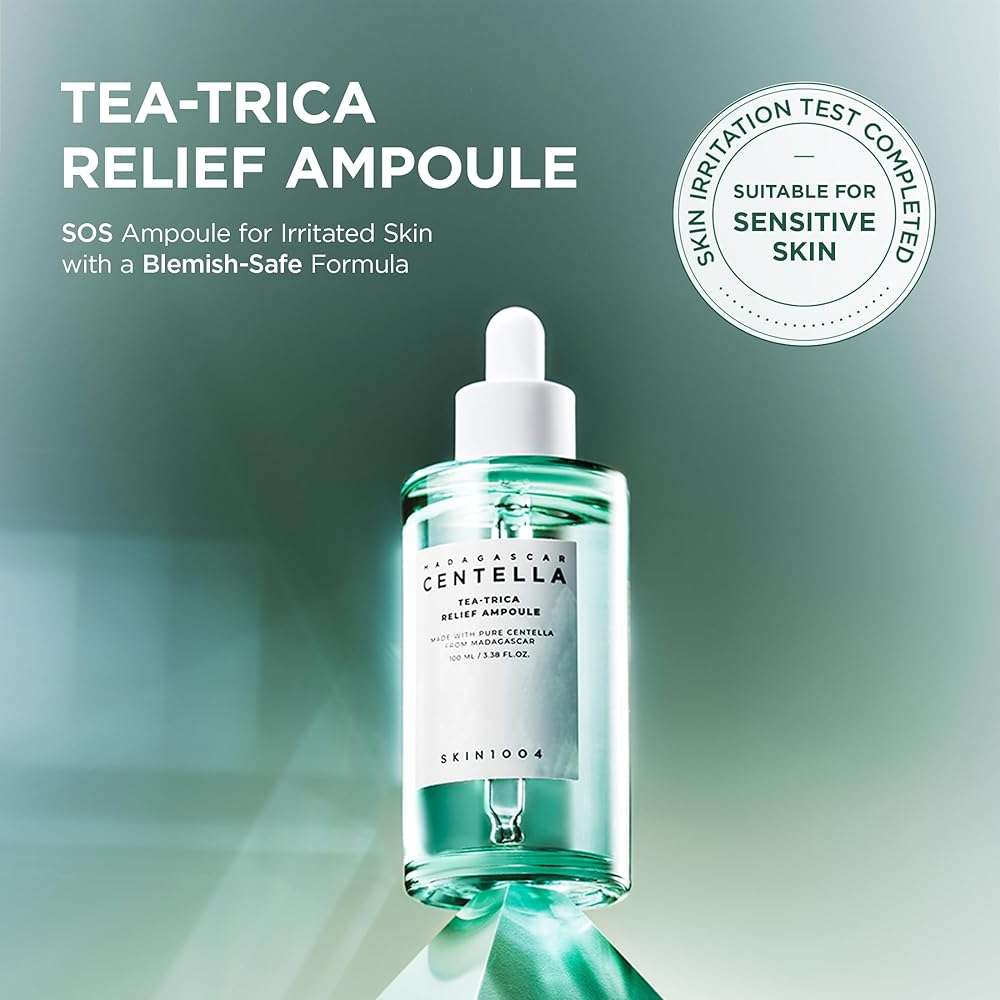 SKIN1004 Tea-Trica Relief Ampoule, 3.38 fl.oz,100ml, Korean Face Serum with Cica & Tea Tree, Facial Serum with Madagascar Centella, Hydrating & Calming Ampoule for Soothing Effect, Korean Skin Care - Image 2