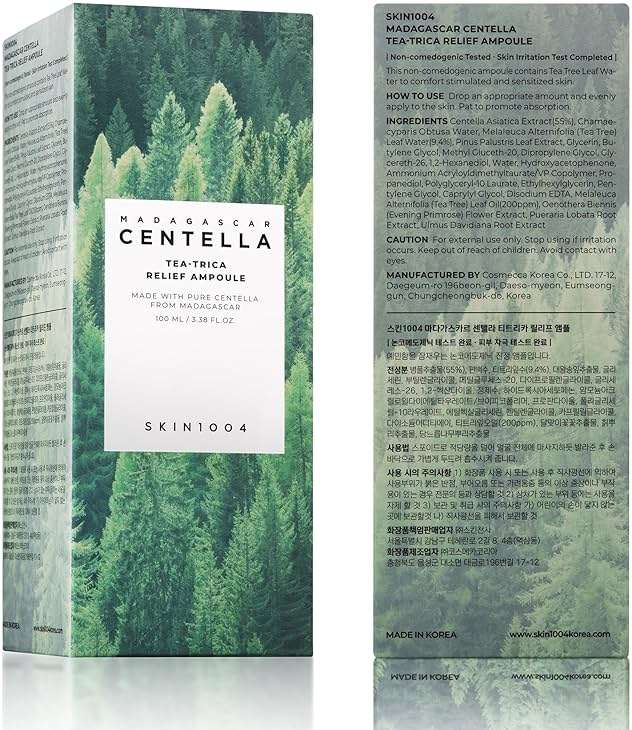 SKIN1004 Tea-Trica Relief Ampoule, 3.38 fl.oz,100ml, Korean Face Serum with Cica & Tea Tree, Facial Serum with Madagascar Centella, Hydrating & Calming Ampoule for Soothing Effect, Korean Skin Care - Image 8