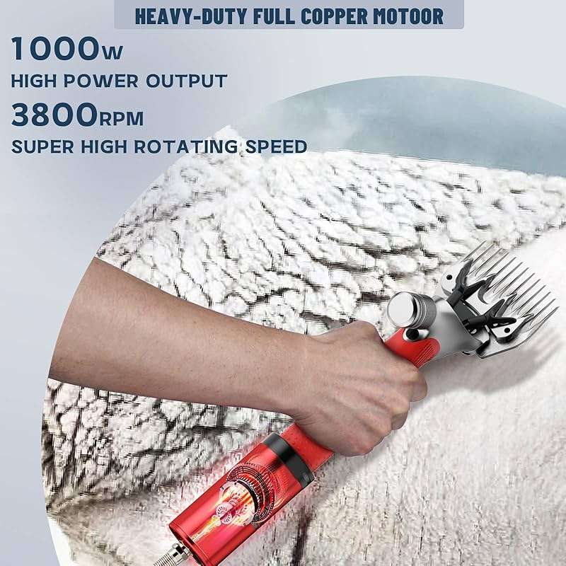 Dragro 1000W Electric Sheep Shears, Professional Sheep Clippers, Animal Grooming Clippers for Horse Alpacas Goats, Farm Livestock Shearing Machine-Grooming Kit Animal Hair Cutting - Image 3