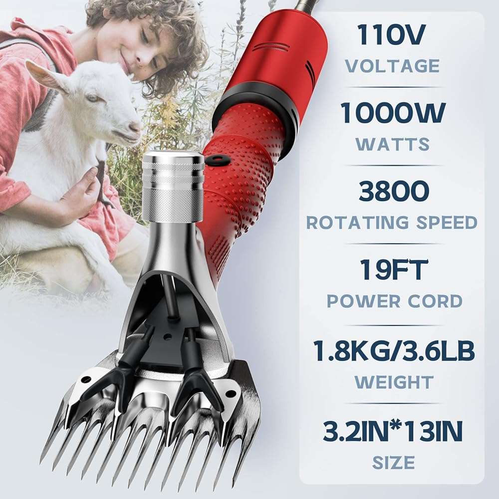 Dragro 1000W Electric Sheep Shears, Professional Sheep Clippers, Animal Grooming Clippers for Horse Alpacas Goats, Farm Livestock Shearing Machine-Grooming Kit Animal Hair Cutting - Image 5