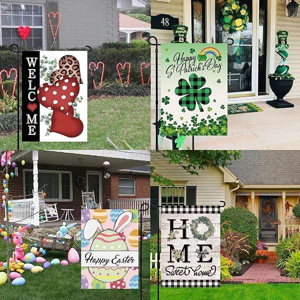 Pating Seasonal Garden Flags Set of 12 Double Sided 12 x 18 Inch, Small Yard Flags for Outside, Christmas Halloween Easter Valentine's Day Outdoor Decor, Holiday Garden Decorations for All Seasons - Image 6