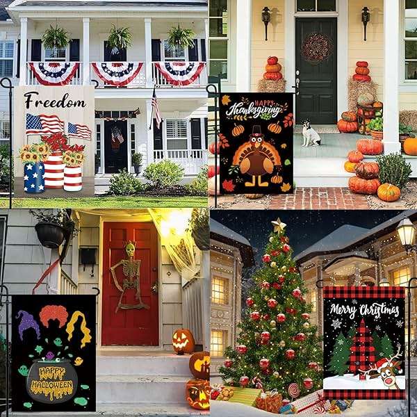 Pating Seasonal Garden Flags Set of 12 Double Sided 12 x 18 Inch, Small Yard Flags for Outside, Christmas Halloween Easter Valentine's Day Outdoor Decor, Holiday Garden Decorations for All Seasons - Image 7