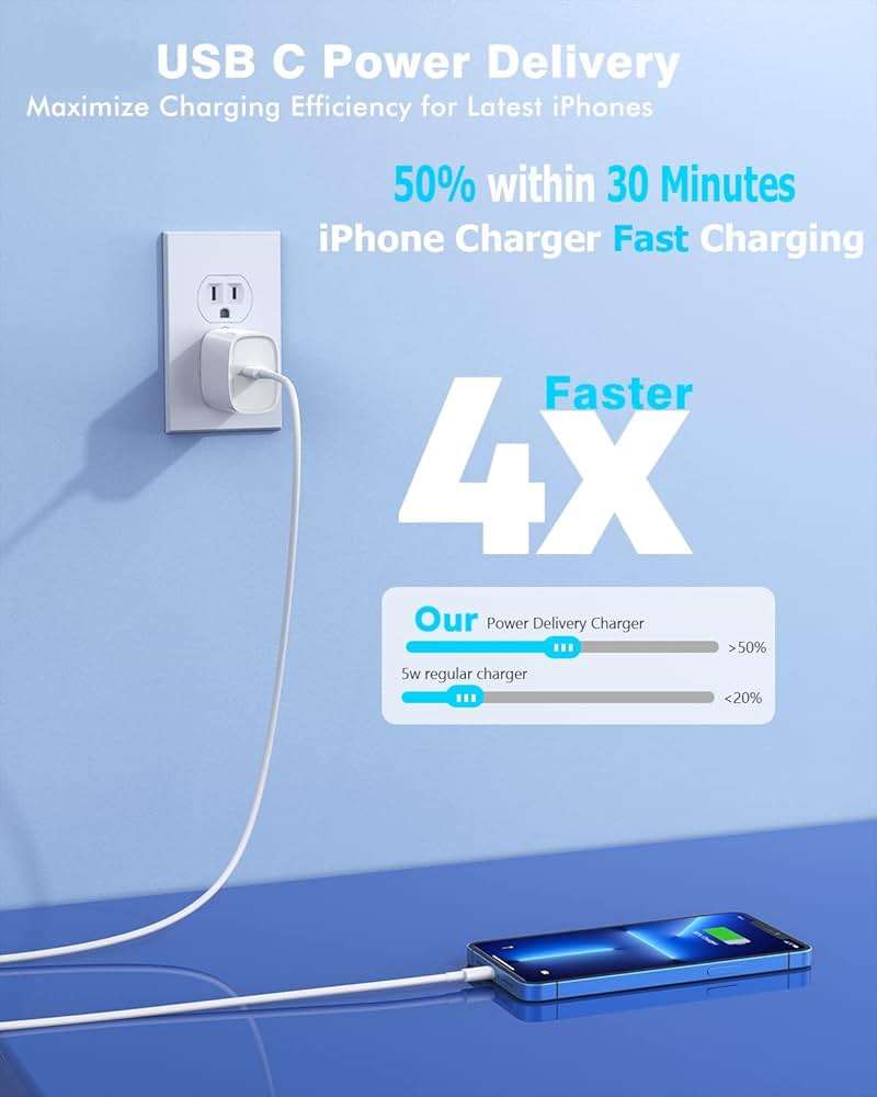 Fast iPhone Charger, Quick 10Foot USBC Wall Charger Phone Charge 2Pack PD USB C Fast Charge Block + Long 10FT Lightning Fast Charging Cable for iPhone 14/Pro/Pro Max/Plus/13/12/11/XS/XR/X/SE2022/iPad - Image 2