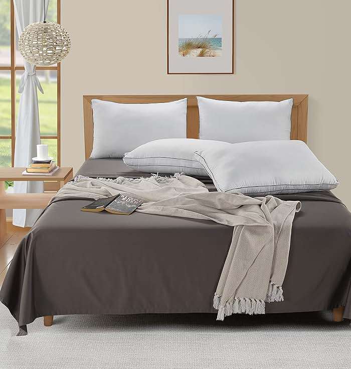 LANE LINEN Pillows Standard Size Set of 4 (20"x30") - Hotel Pillows for Side, Back & Stomach Sleepers, Cooling Pillow for Bed, Medium Firm Down Alternative Fill, Soft & Fluffy - White Pillow - Image 2