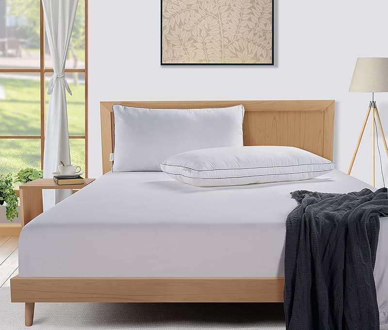 LANE LINEN Pillows Standard Size Set of 4 (20"x30") - Hotel Pillows for Side, Back & Stomach Sleepers, Cooling Pillow for Bed, Medium Firm Down Alternative Fill, Soft & Fluffy - White Pillow - Image 4