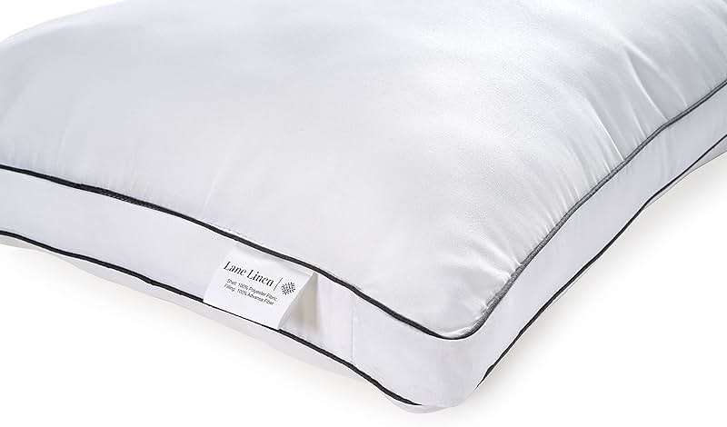 LANE LINEN Pillows Standard Size Set of 4 (20"x30") - Hotel Pillows for Side, Back & Stomach Sleepers, Cooling Pillow for Bed, Medium Firm Down Alternative Fill, Soft & Fluffy - White Pillow - Image 6