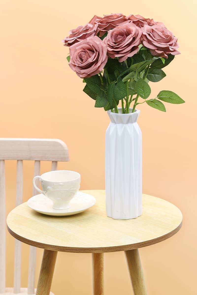 NEVISI Rose Artificial Flowers Artificial Rose Fake Rose Silk Rose Real Looking Fake Flowers with Stems for DIY Wedding Bouquets Tables Centerpieces Floral Arrangements (12, Dusty Rose) - Image 7
