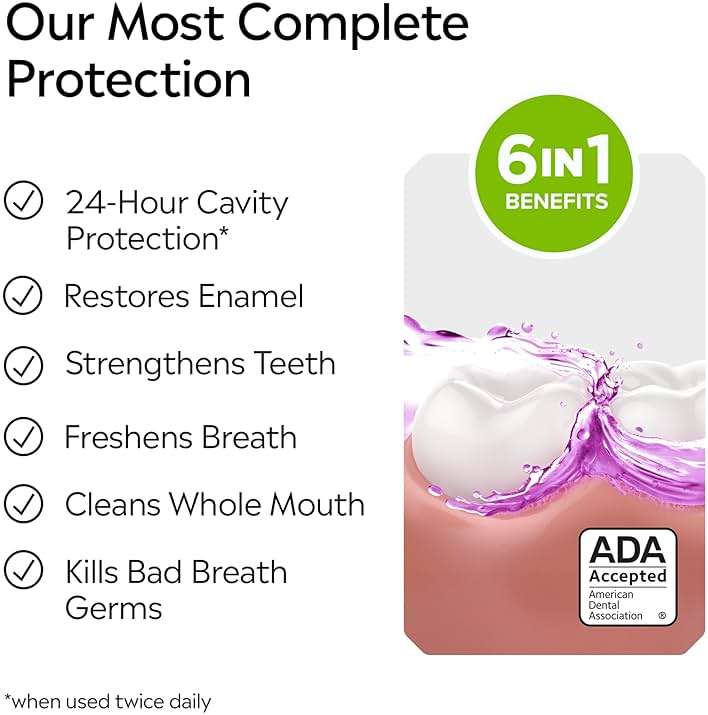 Listerine Mouthwash Total Care Anti Cavity Treatment for Adults Kills 99.9% of Bad Breath Germs in Intense Mint Antibacterial Fluoride Mouthwash, 2 pack of 33.8 fl oz​ - Image 2