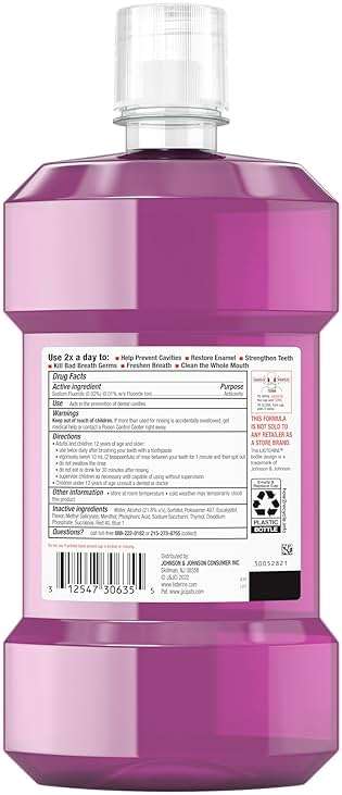 Listerine Mouthwash Total Care Anti Cavity Treatment for Adults Kills 99.9% of Bad Breath Germs in Intense Mint Antibacterial Fluoride Mouthwash, 2 pack of 33.8 fl oz​ - Image 9