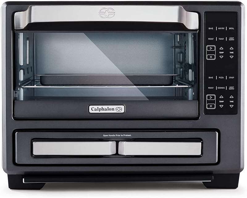 Calphalon Performance 12-in-1 Air Fry Toaster Oven with Dual Zone 12" Pizza Drawer Oven combo,Digital Precision Controls, Dark Stainless - Image 1