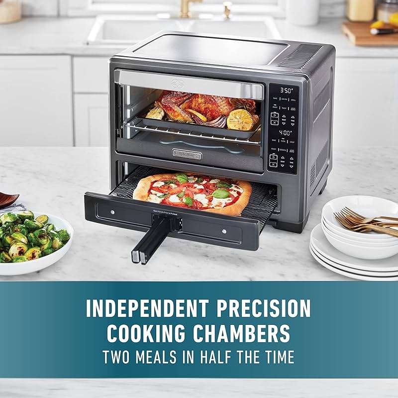 Calphalon Performance 12-in-1 Air Fry Toaster Oven with Dual Zone 12" Pizza Drawer Oven combo,Digital Precision Controls, Dark Stainless - Image 3