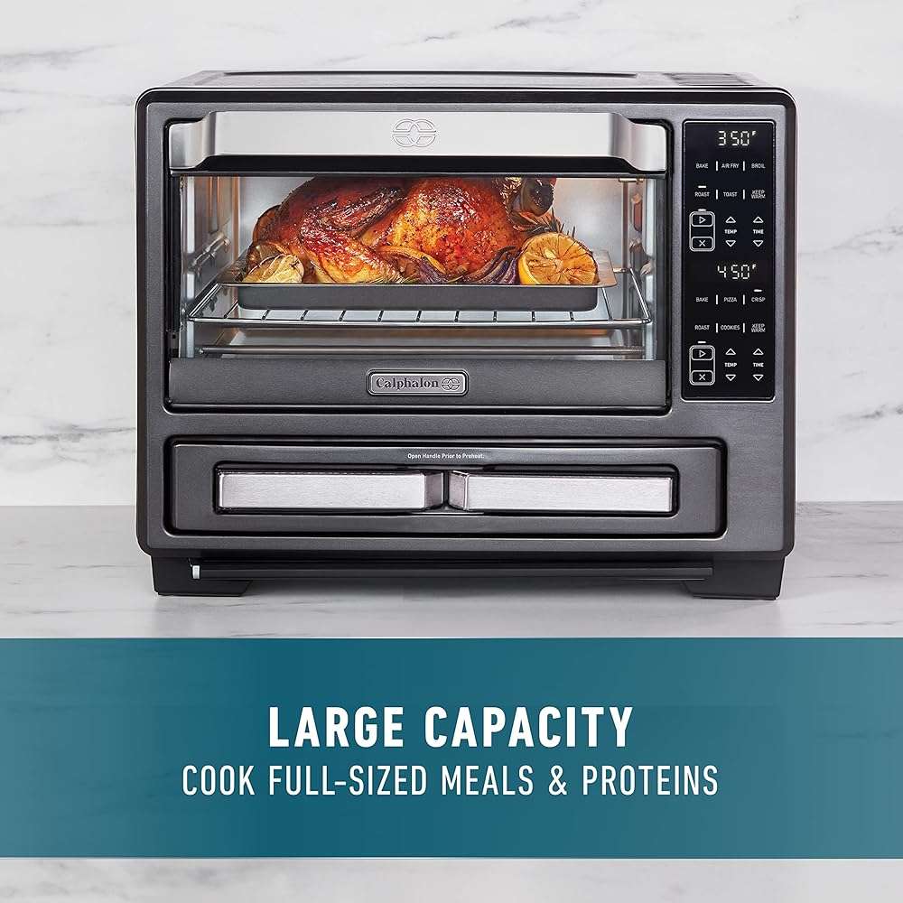 Calphalon Performance 12-in-1 Air Fry Toaster Oven with Dual Zone 12" Pizza Drawer Oven combo,Digital Precision Controls, Dark Stainless - Image 5