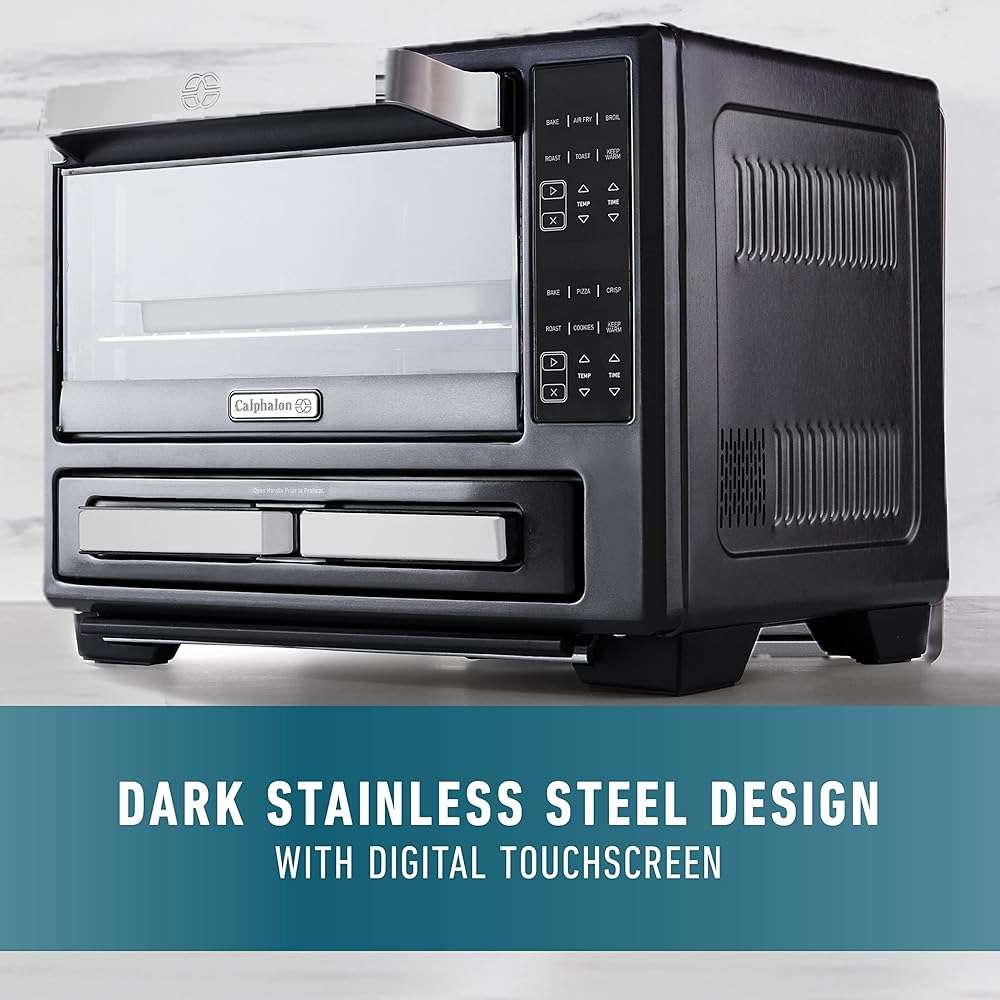 Calphalon Performance 12-in-1 Air Fry Toaster Oven with Dual Zone 12" Pizza Drawer Oven combo,Digital Precision Controls, Dark Stainless - Image 6