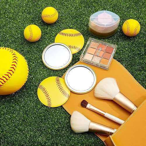 Taiyin 18 Pcs Softball Gifts Mirror for Girls Softball Goodie Bags Stuffers Party Favors Supplies Accessories Round 2.76 Inch Portable Makeup Mirror for End of Season Team Women Gift - Image 5