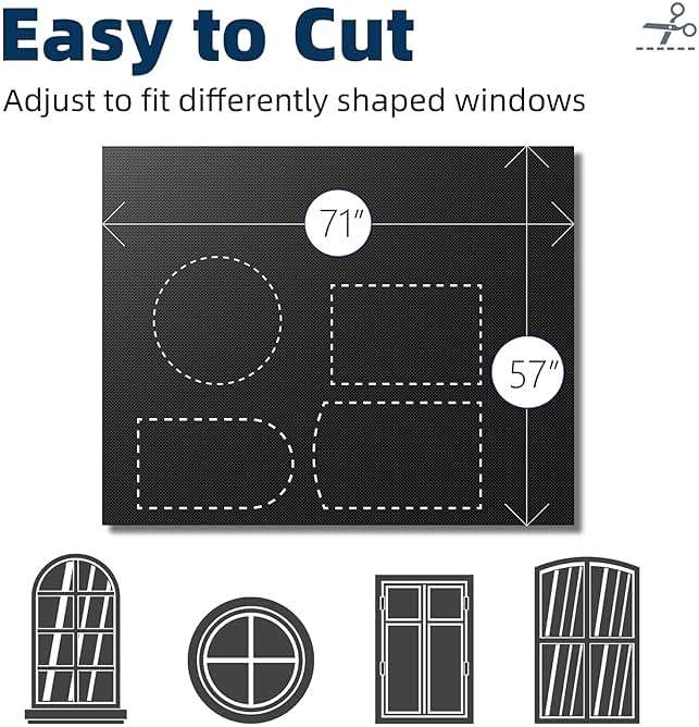 NIGHTON Portable Blackout Curtains 71"×57", Strong Hook and Loop Tape Strips with Adhesive, Cuttable Blackout Window Cover, 100% Black Out Material Blinds for Baby Nursery or Travel - Black - Image 5