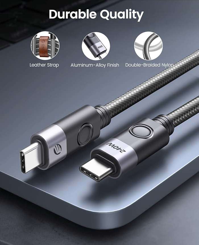 ORICO 1M USB C to USB C Cable, 240W PD 3.1 Charging, 20Gbps Data Transfer, Compatible with Dell, iPad, Pixel, Hub, Docking and More - Image 4