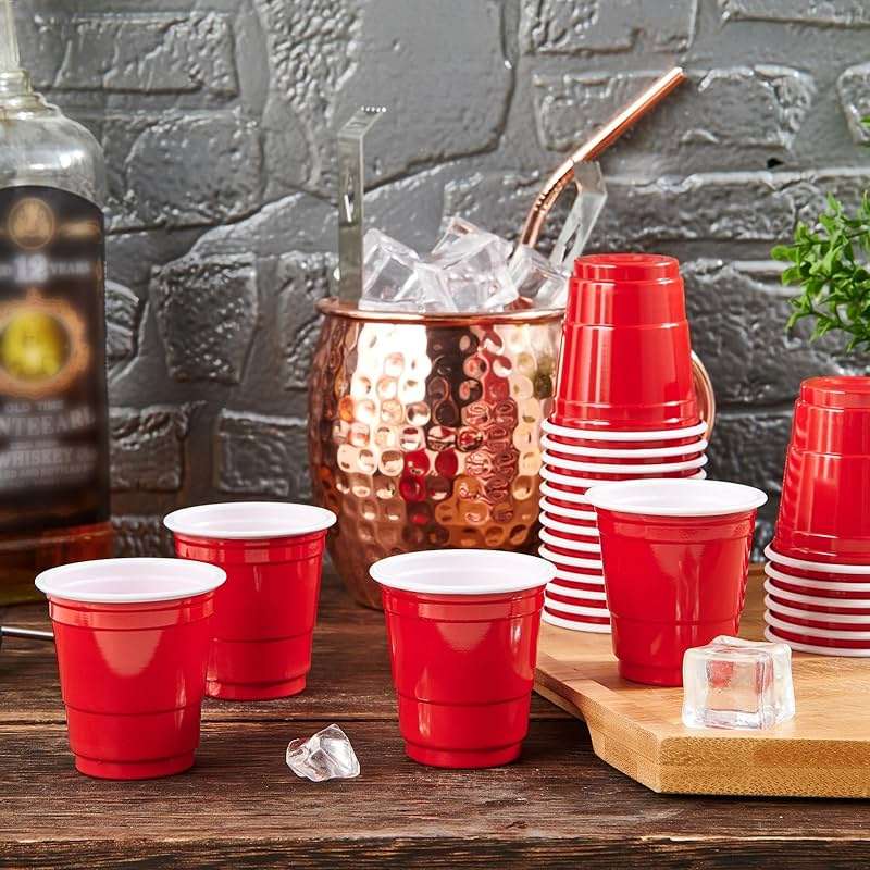 Lilymicky 300 PACK 2 oz Plastic Shot Glasses, Red Disposable Shot Cups, Mini Red Shot Cups, 2 oz Party Cups for Halloween Christmas Party - Image 2