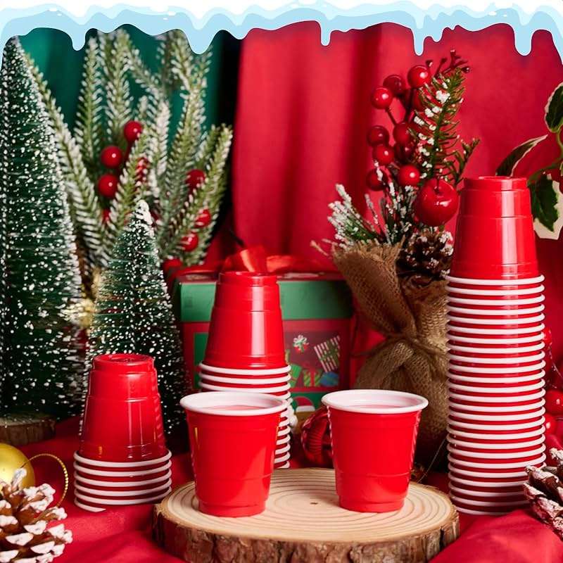 Lilymicky 300 PACK 2 oz Plastic Shot Glasses, Red Disposable Shot Cups, Mini Red Shot Cups, 2 oz Party Cups for Halloween Christmas Party - Image 4