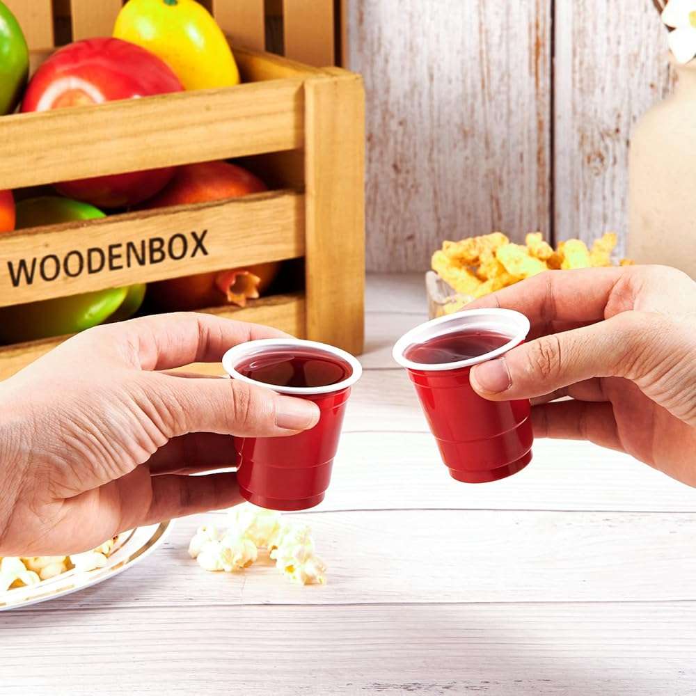 Lilymicky 300 PACK 2 oz Plastic Shot Glasses, Red Disposable Shot Cups, Mini Red Shot Cups, 2 oz Party Cups for Halloween Christmas Party - Image 5
