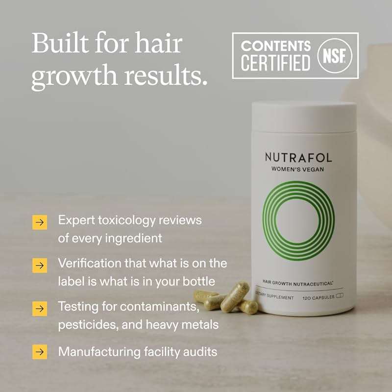 Nutrafol Women's Hair Growth Supplements, for Women 18-44 Years Old, Clinically Tested for Visibly Thicker, Stronger Hair, 100% Vegan Ingredients, Dermatologist Recommended - 1 Month Supply, 1 Pouch - Image 10