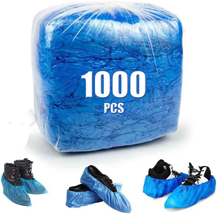 Shoe Covers Disposable 1000 PCS (500 Pairs) Reusable Boot Covers Waterproof, Durable for Real Estate, Travel, Construction, Workplace, Medical, Rain, Floor, One Size Fits Most, Hygienic Carpet Blue - Image 1