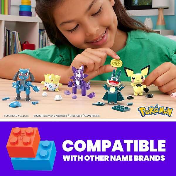 MEGA Pokemon Building Toys Set Trainer 8 Pack with 189 Pieces, 8 Articulated and Poseable Characters, 2 Inches Tall, for Kids - Image 2