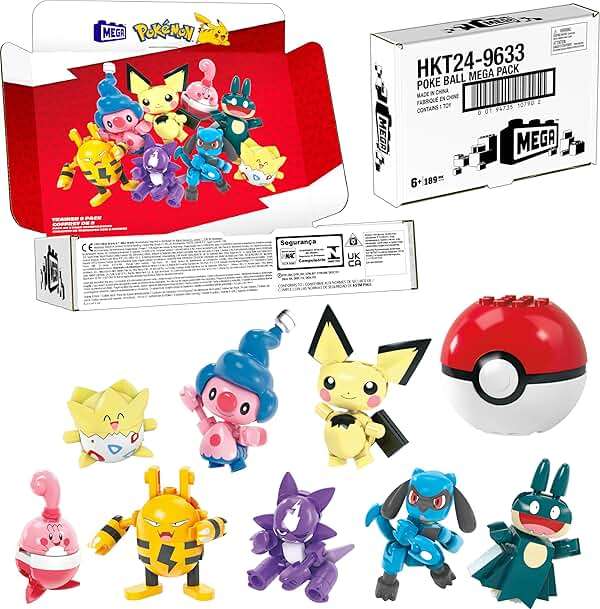 MEGA Pokemon Building Toys Set Trainer 8 Pack with 189 Pieces, 8 Articulated and Poseable Characters, 2 Inches Tall, for Kids - Image 6