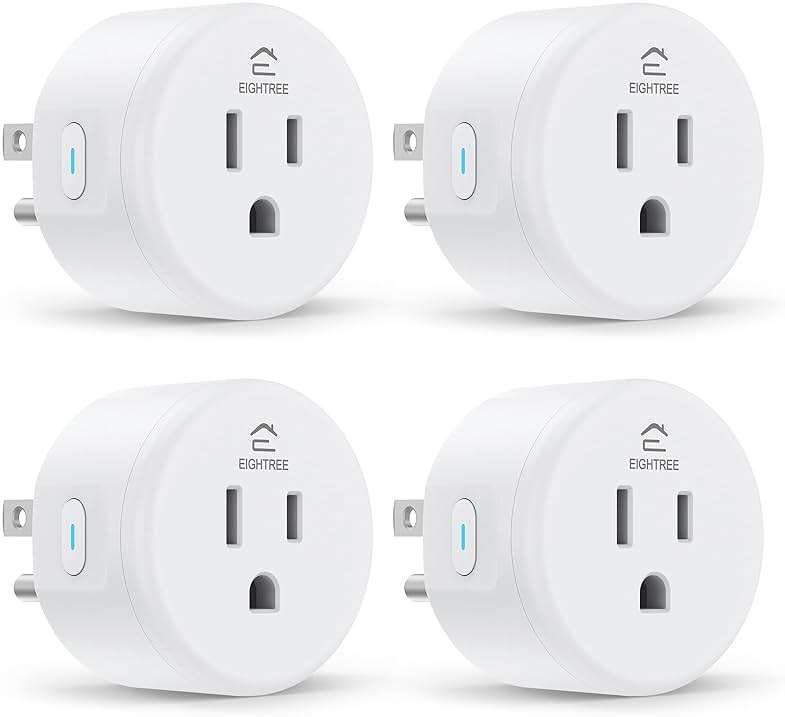 EIGHTREE Smart Plug, WiFi Outlet Works with Alexa & Google Home, Smart Home Socket with Remote Control & Timer Function, 2.4GHz WiFi Only, 4 Packs - Image 1