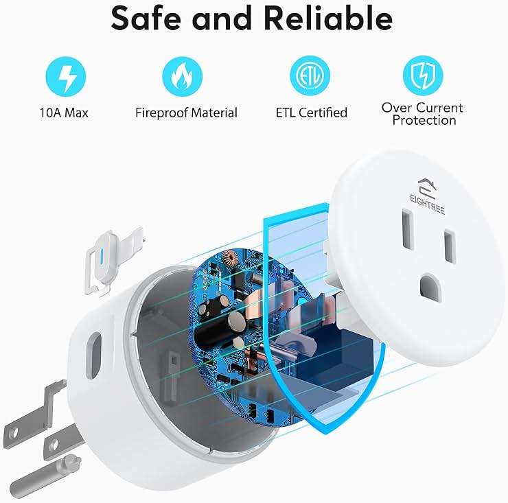 EIGHTREE Smart Plug, WiFi Outlet Works with Alexa & Google Home, Smart Home Socket with Remote Control & Timer Function, 2.4GHz WiFi Only, 4 Packs - Image 8