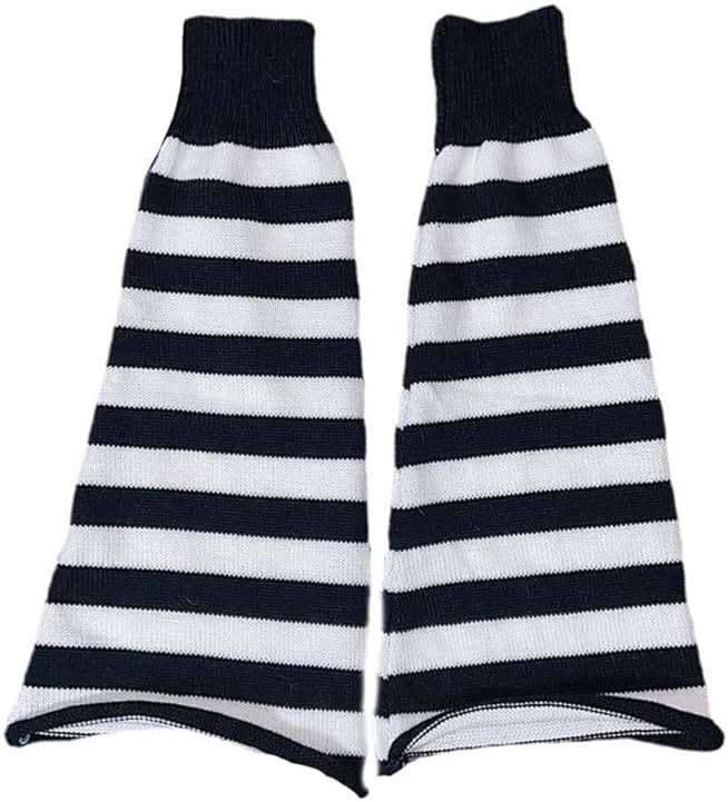 JUENAWMIU Women Girl Flared Leg Warmers Striped Knit Socks Over Knee Wide Leg Warm Knitted Pile Elephant Socks - Image 4