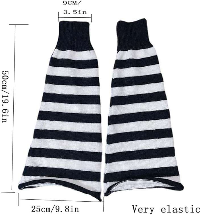 JUENAWMIU Women Girl Flared Leg Warmers Striped Knit Socks Over Knee Wide Leg Warm Knitted Pile Elephant Socks - Image 5