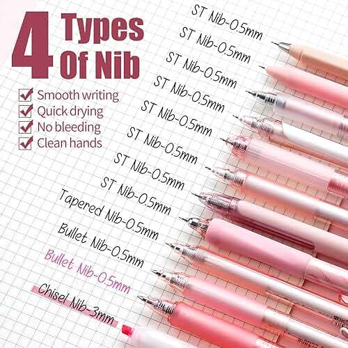 Four Candies Rose Series Gel Pens, Cute Writing Pens with Black & Pink Ink, 0.5 mm Smooth Fine Point, School Office Supplies Girly Stationery Aesthetic Desk Accessories for Women, Set of 12 - Image 4