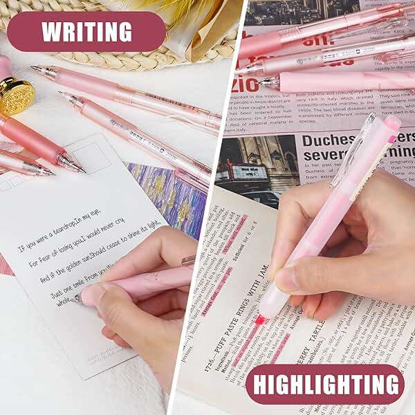 Four Candies Rose Series Gel Pens, Cute Writing Pens with Black & Pink Ink, 0.5 mm Smooth Fine Point, School Office Supplies Girly Stationery Aesthetic Desk Accessories for Women, Set of 12 - Image 7