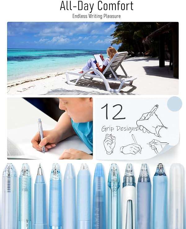 Four Candies Ocean Series Gel Pens, Black & Blue Ink Journaling Pens with 0.5 mm Fine Point, Cute School Office Supplies Aesthetic Desk Accessories, Set of 12 - Image 6
