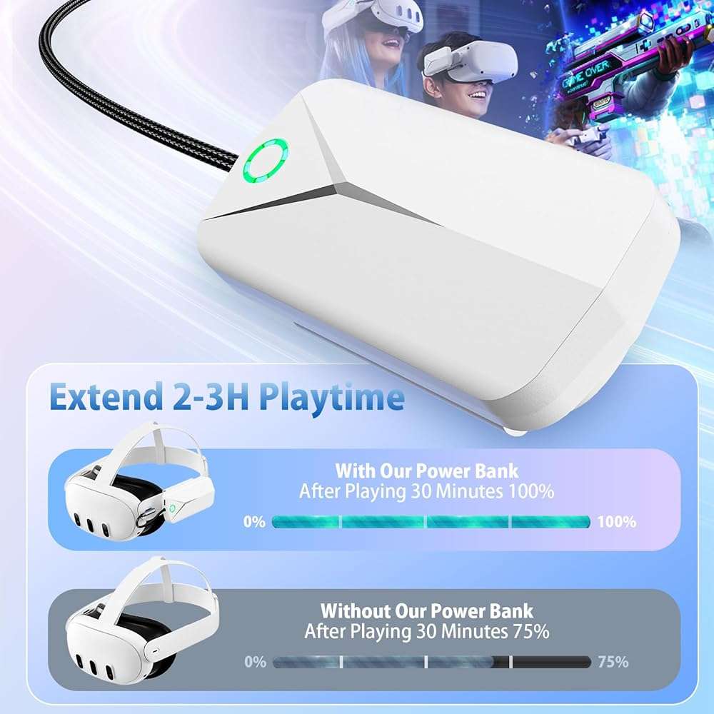 Battery Pack for Meta Quest 3/2, 5000mAh Extended Battery Charger for Oculus Quest 3/Quest 2, Lightweight VR Accessory Compatible with Original & Elite Strap – Double Playtime - Image 5